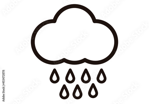 Icono negro de nube y gotas de lluvia.