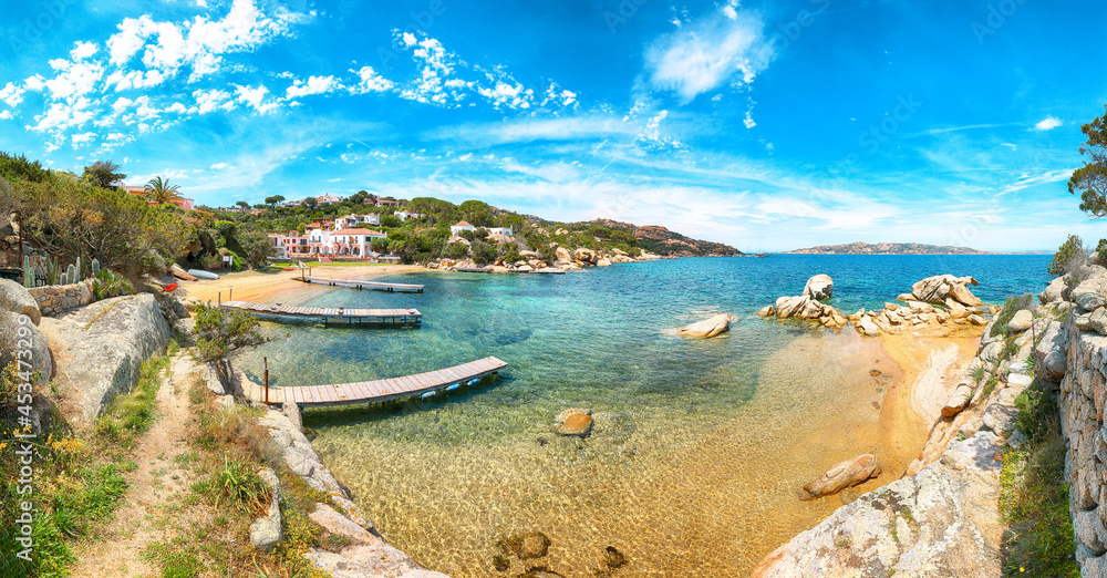 Captivating  view of  beach on Porto Rafael resort. Picturesque seascape of Mediterranean sea.