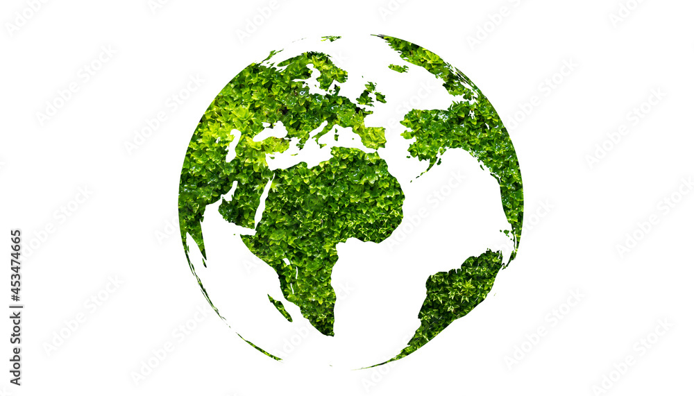 earth day green globe on white isolate background