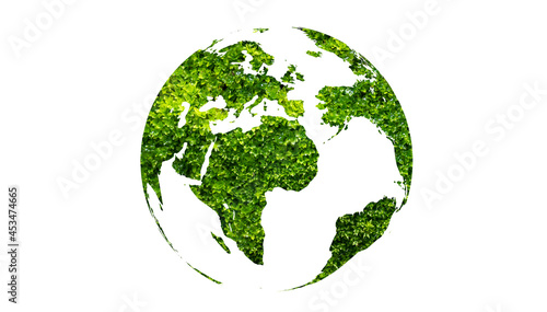 earth day green globe on white isolate background