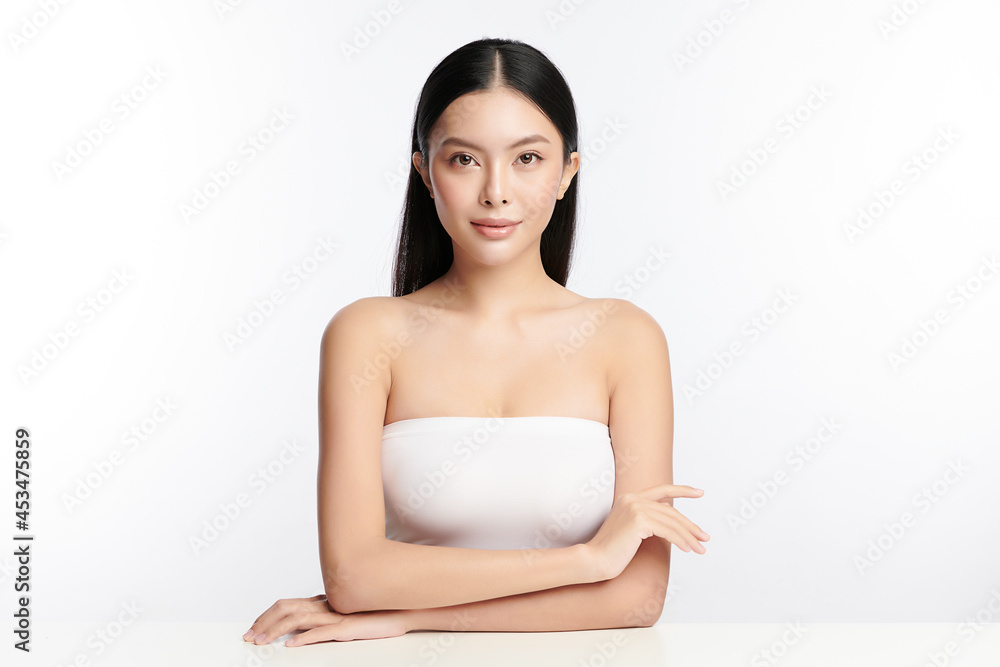 Beautiful young asian woman with clean fresh skin on white background, Face care, Facial treatment, Cosmetology, beauty and spa, Asian women portrait. Beautiful young asian woman with clean fresh skin on white background, Face care, Facial treatment, Cosmetology, beauty and spa, Asian women portrait.