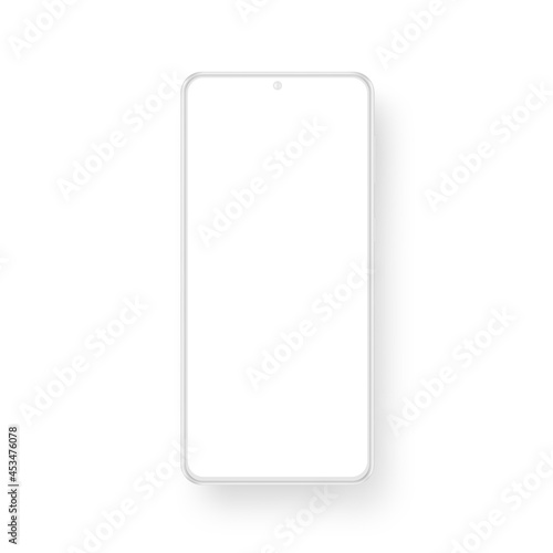 Clay Phone Mockup with Blank Screen, Front View, Isolated on White Background. Vector Illustration
