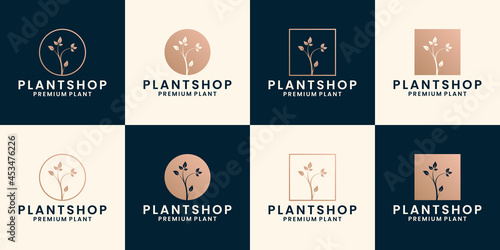bundle plant shop logo design florist, flower shop