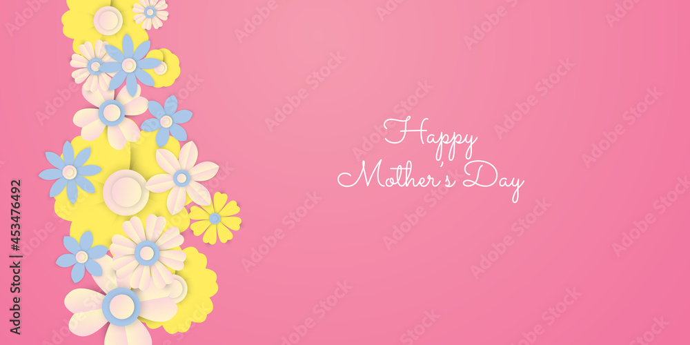 Happy Mothers day background. Happy mothers day, flowers leaf foliage celebration badge design Happy Mothers day background. Happy mothers day, flowers leaf foliage celebration badge design