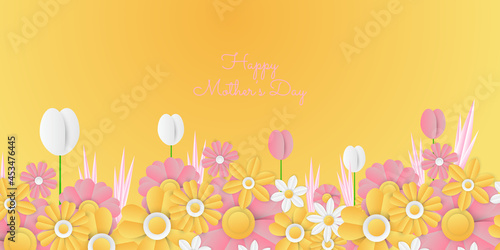 Happy Mothers day background. Happy mothers day, flowers leaf foliage celebration badge design