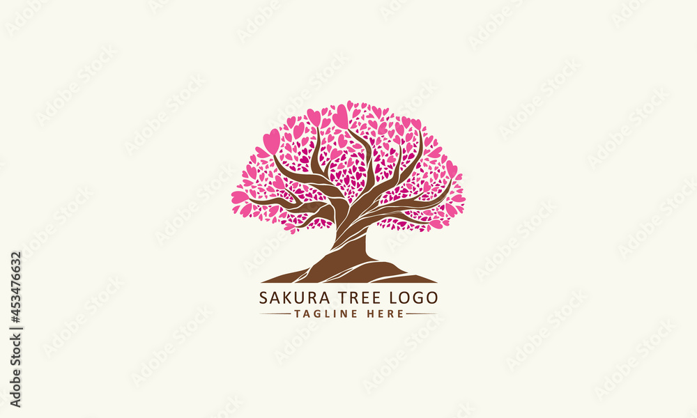 Abstract sakura tree logo template design