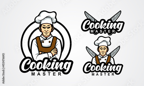 Set bundles mascot logo illustration cooking master