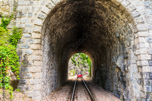 Boucieu-le-Roi, Gorges du Doux, Ardèche, France - August 18 2021, Velorail family sport activity