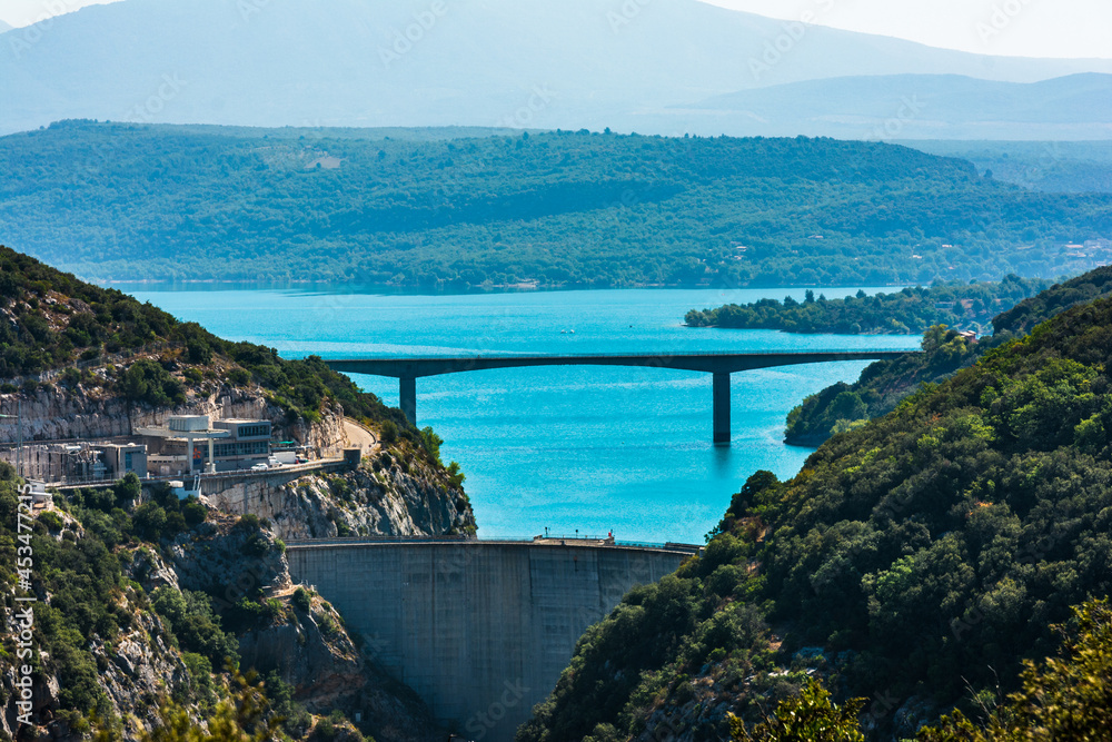 View on lake of Sainte Croix, Verdon gorge, Provence, Provence Alpes Côte d'Azur, France 