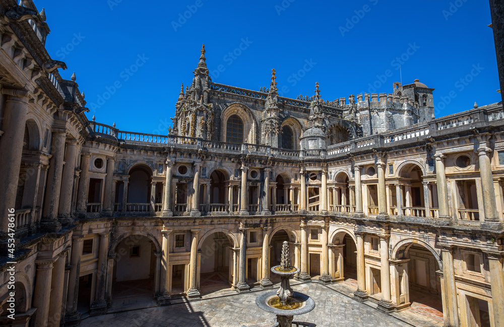 TOMAR, PORTUGAL JUNE 18, 2016 - The Convent of the Order of Christ is a religious building and Roman Catholic building in Tomar, Portugal. UNESCO World Heritage