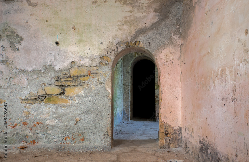 The inner of Forte Sperone (Sperone Fort), one of the most important and better preserved structures of the fortifications of Genoa, Italy. The inner of Forte Sperone (Sperone Fort), one of the most important and better preserved structures of the fortifications of Genoa, Italy.
