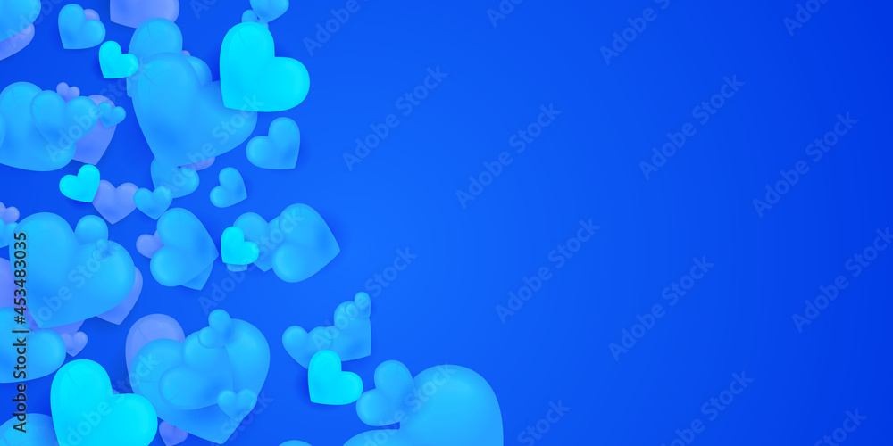 Valentine background with hearts falling. Valentine's day background with hearts. Blue hearts with golden confetti isolated on transparent background. Vector illustration. Paper cut decoration Valentine background with hearts falling. Valentine's day background with hearts. Blue hearts with golden confetti isolated on transparent background. Vector illustration. Paper cut decoration