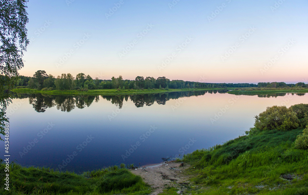 River and forest summer landscape