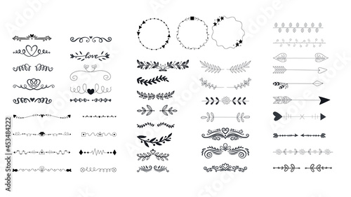 Hand Drawn Calligraphic vintage elements baroque set vector image for several uses