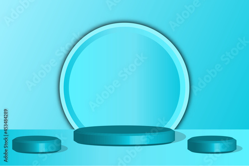 3d podium. Empty cylindrical podium on minimal background. Design for product presentation. 3d vector illustration. blue background  Art   Illustration