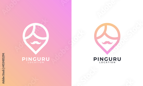 Map Pin Guru Logo Design Template Element