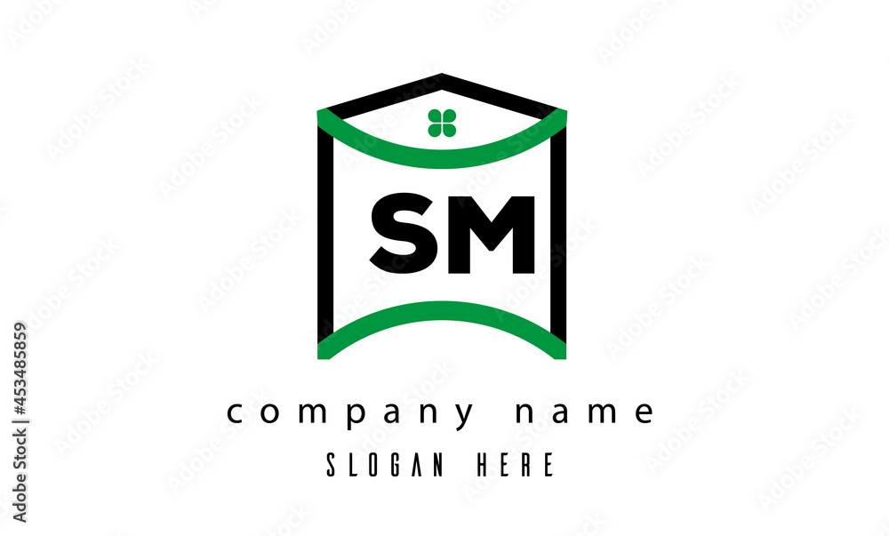 SM creative real estate latter logo vector