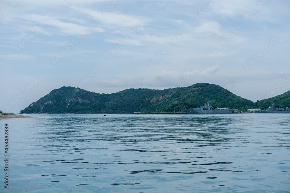 Horizontal view of island in the sea