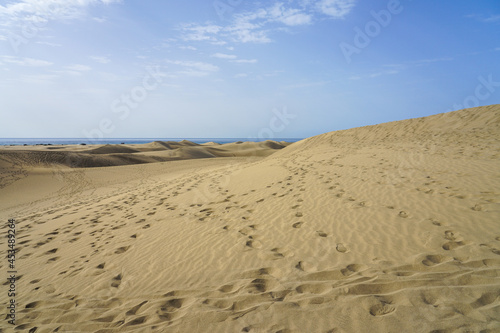 Sand dunes of Maspalomas and Playa del Ingles at Gran Canaria  Spain