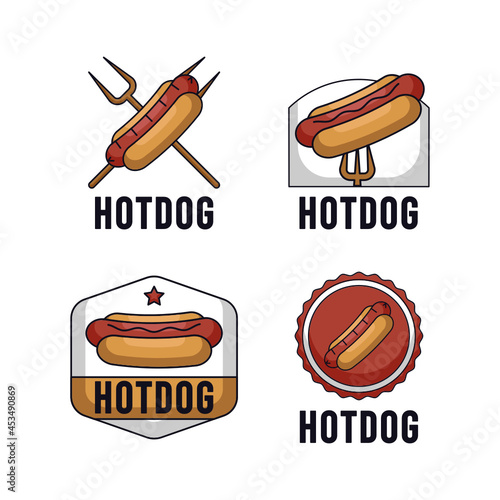 Set of retro hot dogs logo design template