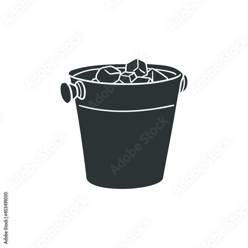 Ice Bucket Icon Silhouette Illustration. Container Cold Drink Vector Graphic Pictogram Symbol Clip Art. Doodle Sketch Black Sign.