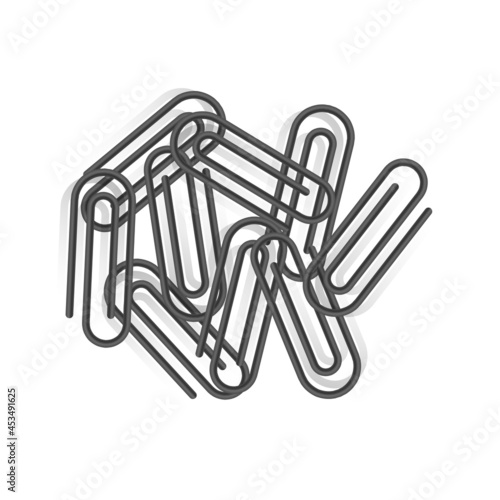 Metal paper clips isolated on a white background.