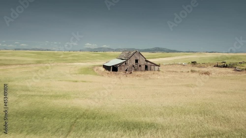 Abandoned barn in a wheat field, Creston, Washington, USA photo