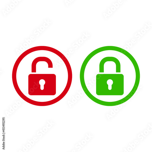Padlock lock and unlock icon isolated on white background