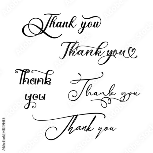 THANK YOU hand lettering custom handmade calligraphy, vector thank you inscription sign
