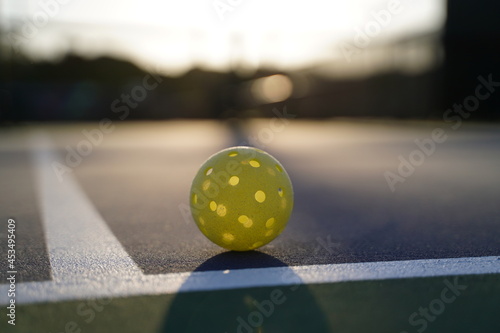 Close up of pickleball ballon court photo