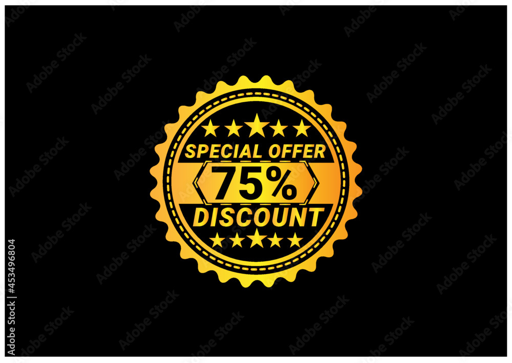 75% discount label and sale banner design template