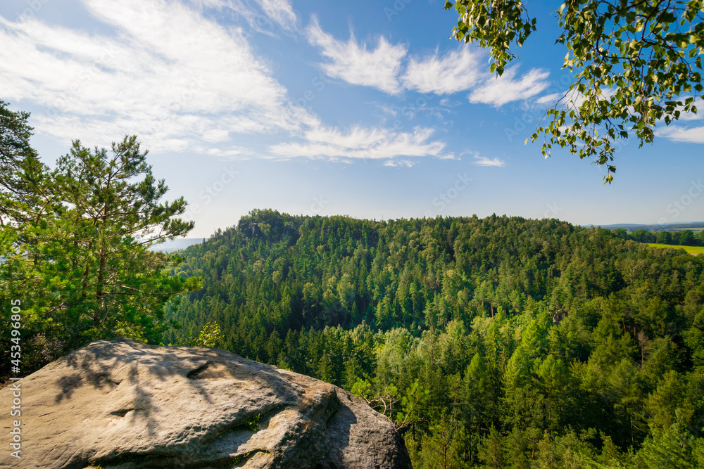 landscape with blue sky and clouds (Saxon Switzerland)
