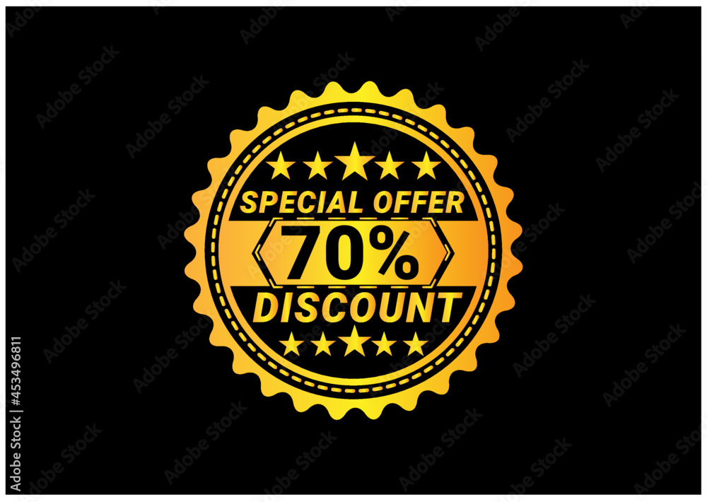 70% discount label and sale banner design template