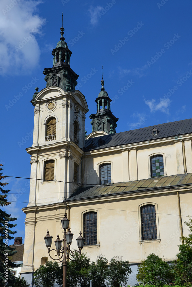european catholic church against blue sky