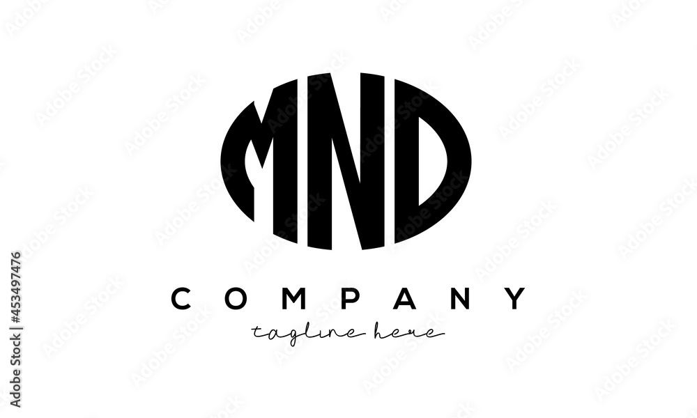 MND three Letters creative circle logo design MND three Letters creative circle logo design