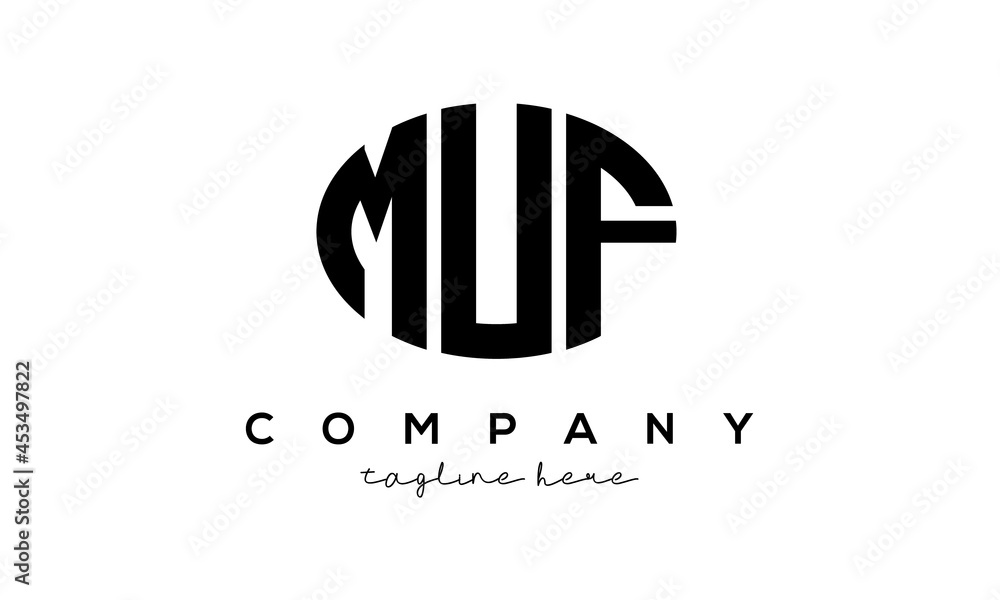 MUF three Letters creative circle logo design MUF three Letters creative circle logo design