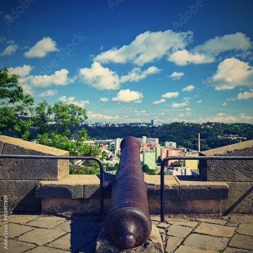 City of Brno - Czech Republic - Europe. Beautiful old cannon near Spilberk castle above the town.