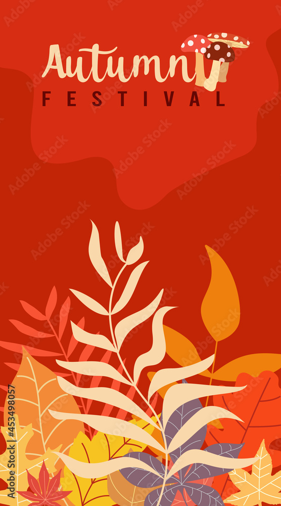 Autumn sale background layout decorate with leaves for shopping sale or promo poster and frame leaflet or web banner.Vector illustration. mushrooms