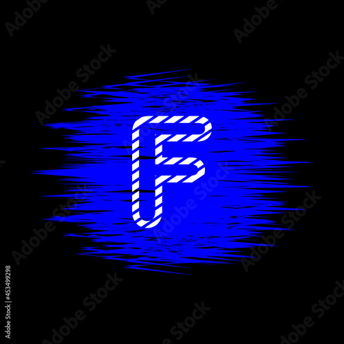 clipart icon letter f  and abstract blue brush stroke, simple, beautiful and cool vector graphic resource