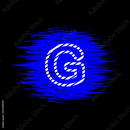 clipart icon letter g  and abstract blue brush stroke, simple, beautiful and cool vector graphic resource