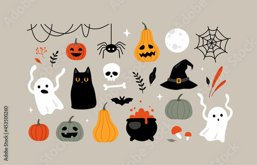 Halloween clipart, illustrations and design elements set.