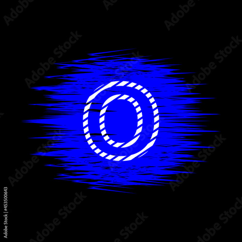 clipart icon letter o  and abstract blue brush stroke, simple, beautiful and cool vector graphic resource