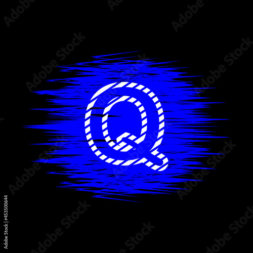 clipart icon letter q  and abstract blue brush stroke, simple, beautiful and cool vector graphic resource