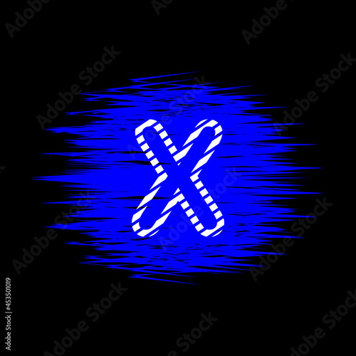 clipart icon letter x  and abstract blue brush stroke, simple, beautiful and cool vector graphic resource
