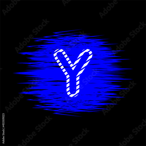 clipart icon letter y  and abstract blue brush stroke, simple, beautiful and cool vector graphic resource