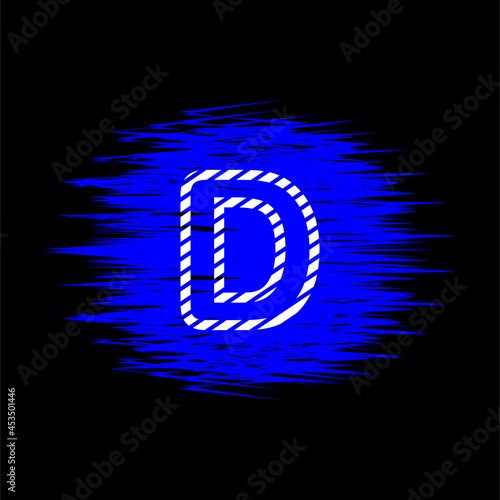 clipart icon letter d  and abstract blue brush stroke, simple, beautiful and cool vector graphic resource