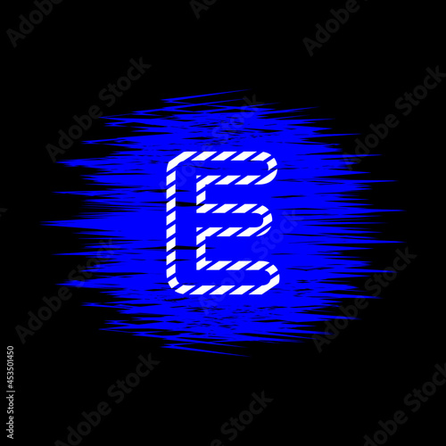 clipart icon letter e  and abstract blue brush stroke, simple, beautiful and cool vector graphic resource