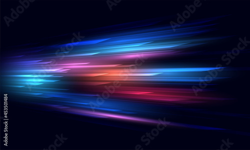 Modern abstract high-speed movement. Colorful dynamic motion on blue background. Movement template for banners, presentations, flyers, posters. Vector illustration.