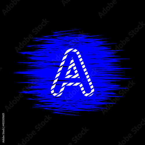 clipart icon letter a  and abstract blue brush stroke, simple, beautiful and cool vector graphic resource