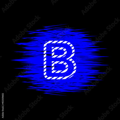 clipart icon letter b  and abstract blue brush stroke, simple, beautiful and cool vector graphic resource